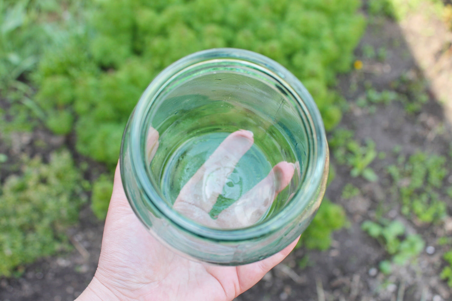 Old glass jar - Antique clear bottle - soviet Storage jar Rustic vase - made in Ukraine