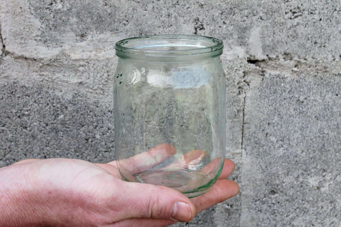 Old glass jar 0.1 gallon - Antique clear bottle - soviet Storage jar Rustic vase - made in Ukraine