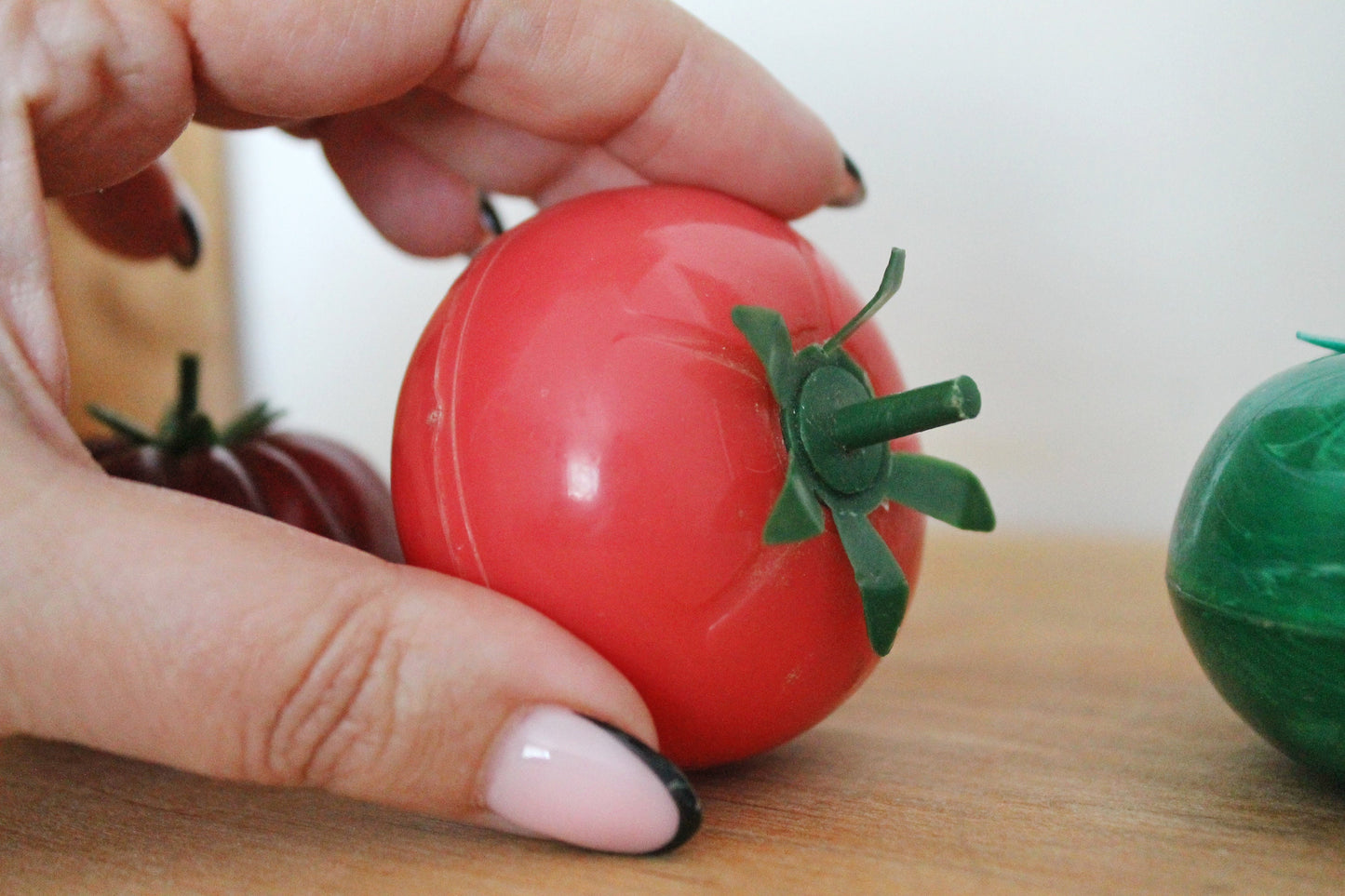 Vegetable Salt & Pepper Shakers - set of 3 - Cute Soviet Vintage Tomato Picnic Travel Set - Ukrainain USSR Kitchen