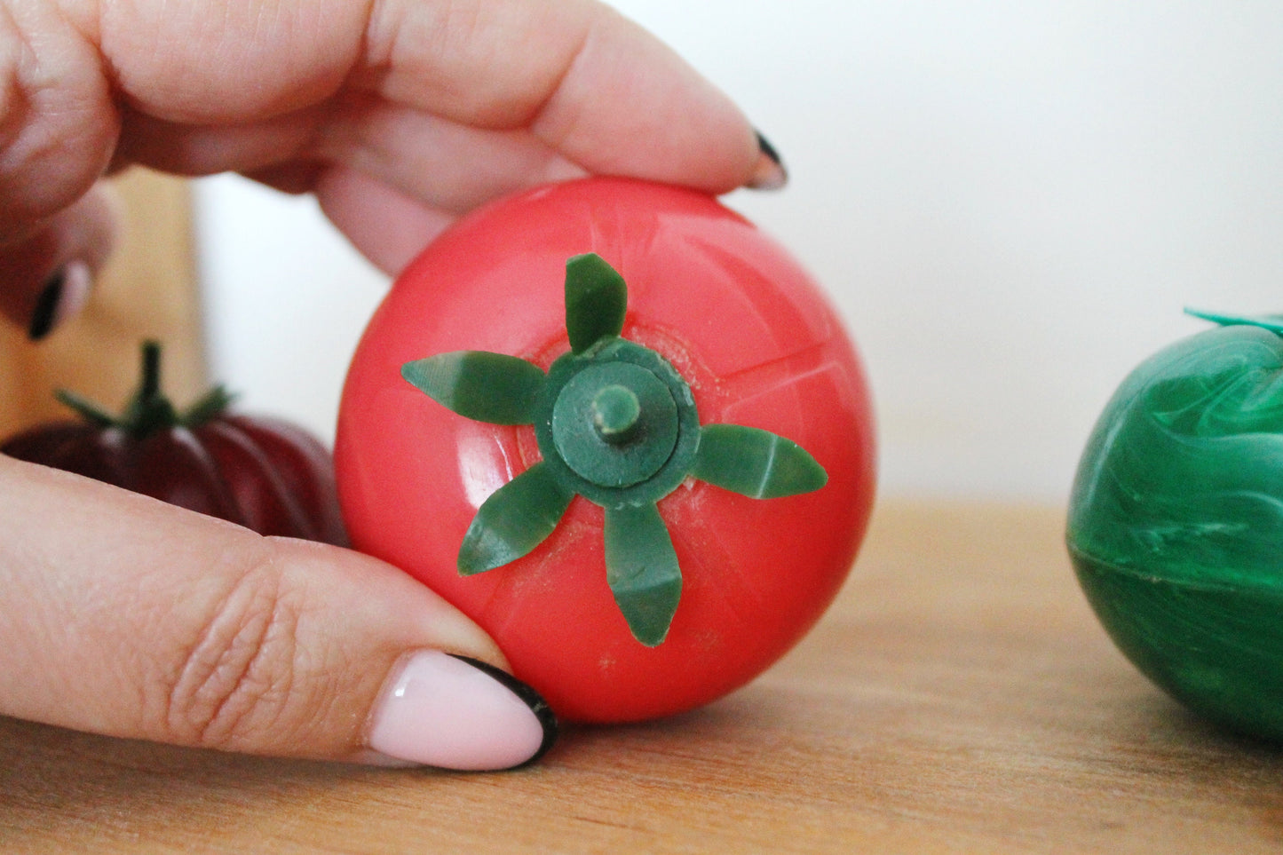 Vegetable Salt & Pepper Shakers - set of 3 - Cute Soviet Vintage Tomato Picnic Travel Set - Ukrainain USSR Kitchen