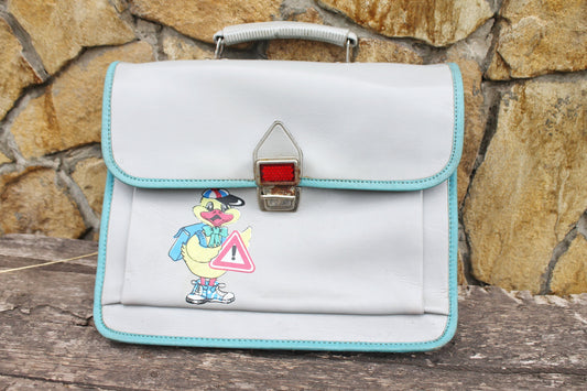 Vintage school bag with cartoon duck - Soviet rare bag - USSR Grey School Bag - Book Bag - Soviet School. Made in USSR in 1970s