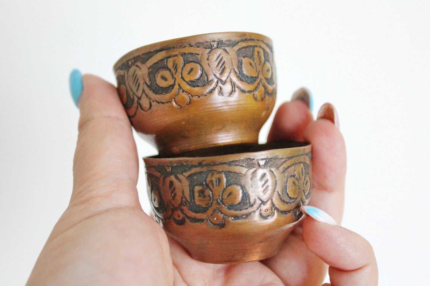 Set of two Vintage Rustic Copper Cups - Vintage Shot Cup - 1970s-1980s