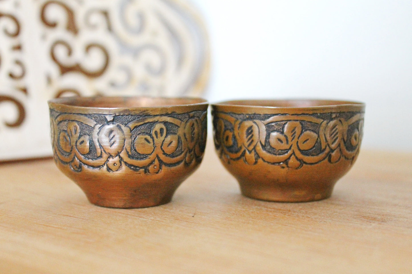 Set of two Vintage Rustic Copper Cups - Vintage Shot Cup - 1970s-1980s