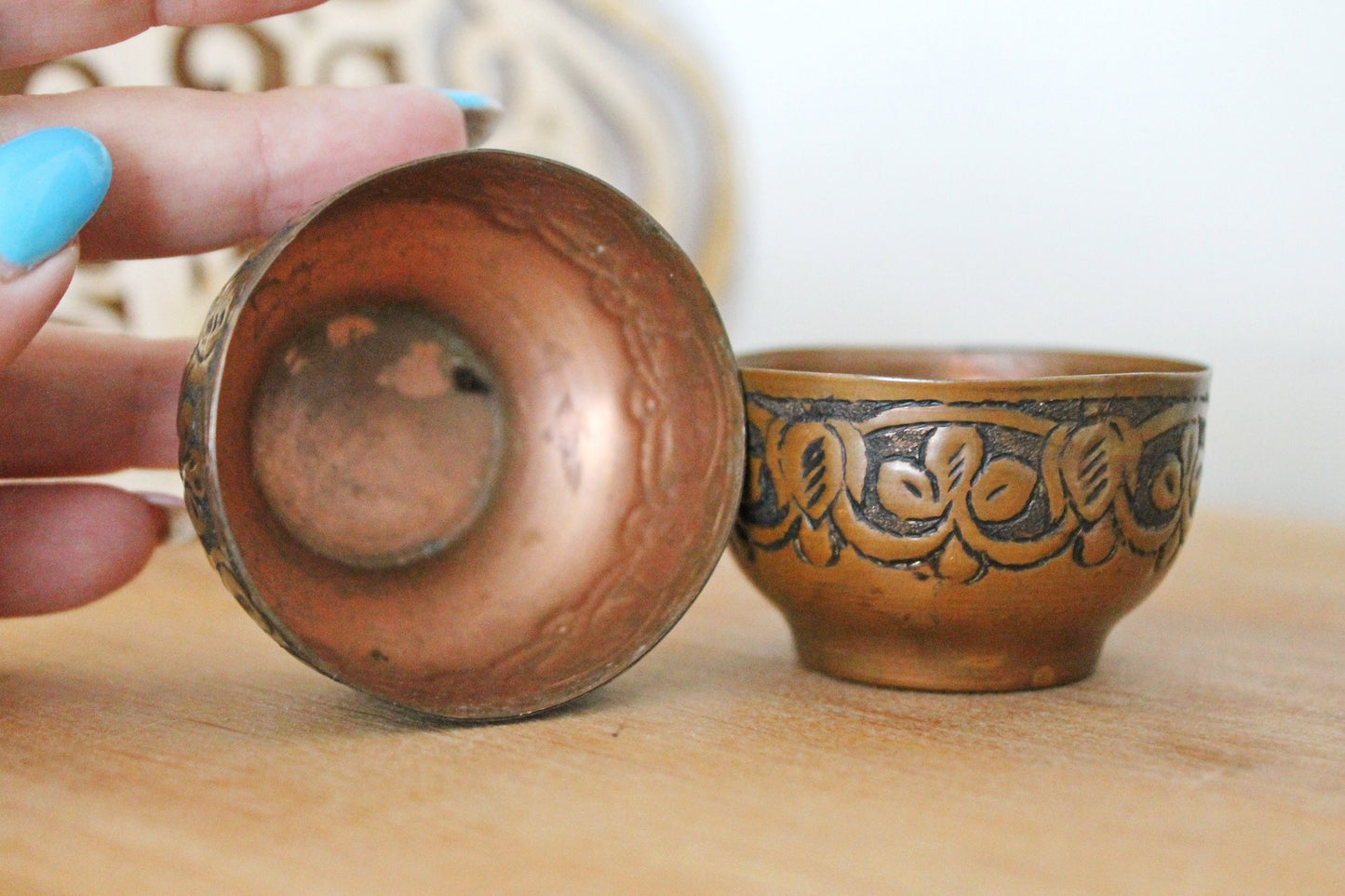 Set of two Vintage Rustic Copper Cups - Vintage Shot Cup - 1970s-1980s