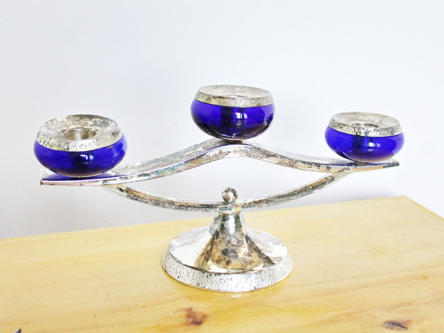 Vintage triple Candle holder with patina - 11 inches - Germany vintage - 1970s