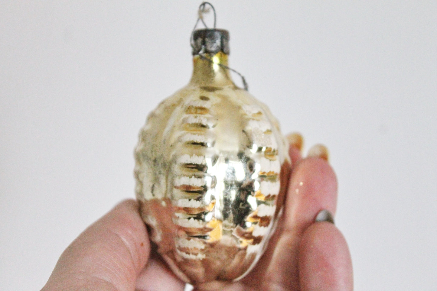 Pine Cone Christmas tree toy decoration 3.1 inches - Christmas - New Year Glass Ornament, Made in USSR - 1970s