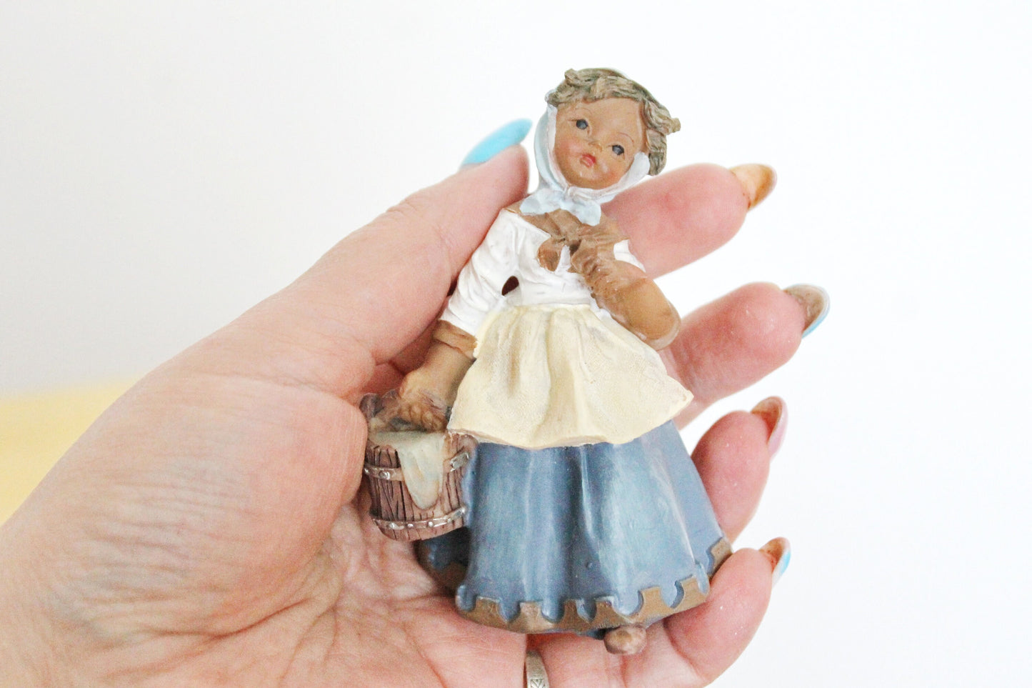 Set of two vintage solid clay figurines Two village girls - 3.6 inches - Germany statue - vintage Germany clay figurine - 1980s