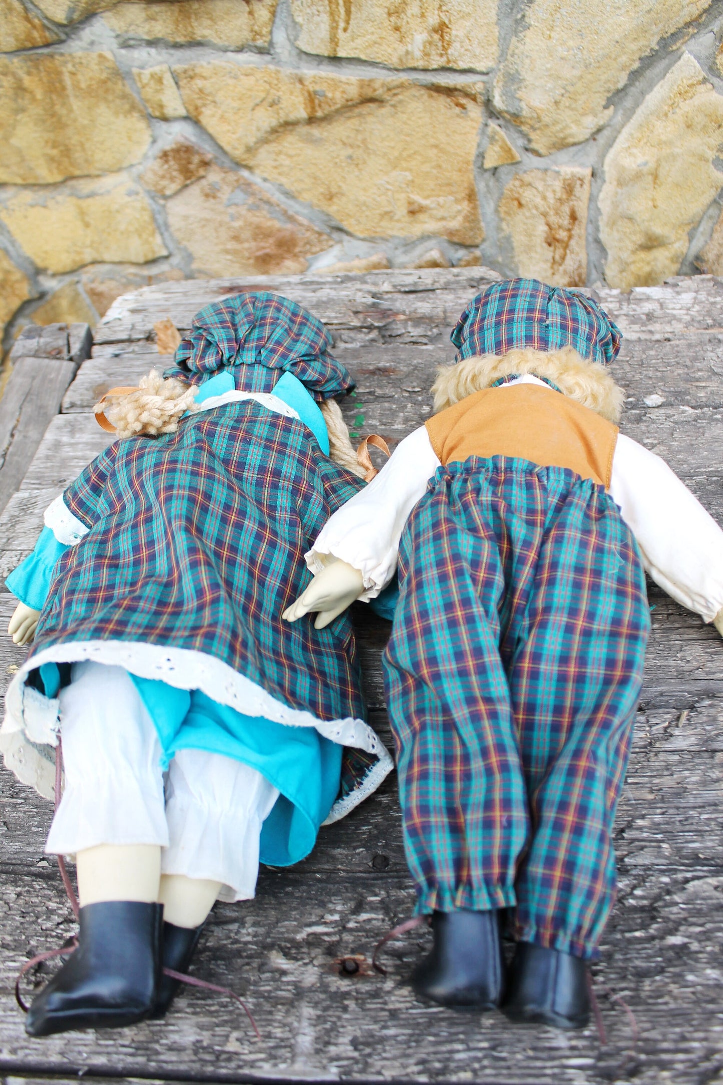 Set of two cute Sister and Brother porcelain dolls 15.7 inches - Germany vintage doll - Collectible doll - 1970s