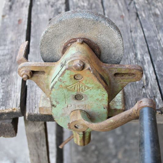 Vintage desktop hand sander/sharpener - antique tool - industrial decor. Made in USSR - 1970s - 13 lbs