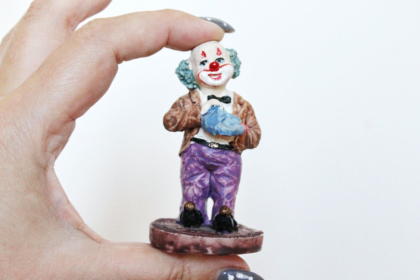 Set of four vintage solid clay figurines - Clowns - 2.8 inches each - Germany statue - vintage Germany clay vintage figurine - 1970-80s