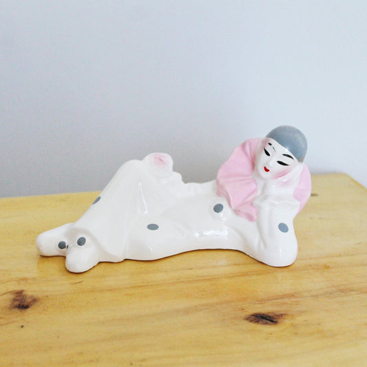 Vintage porcelain Lying Harlequin 6.3 inches - Germany vintage - Home decor - 1980s