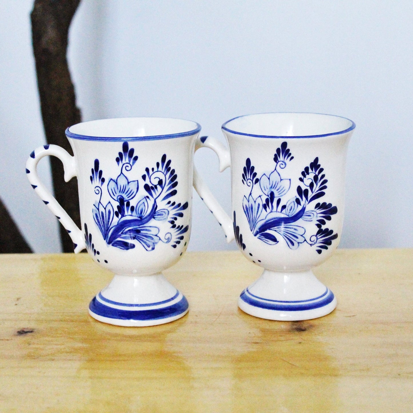 Set of three Vintage porcelain beautiful cups - 4.7 inches - Vintage Germany ceramic cups - 1980s