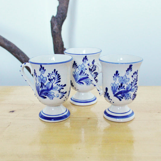 Set of three Vintage porcelain beautiful cups - 4.7 inches - Vintage Germany ceramic cups - 1980s