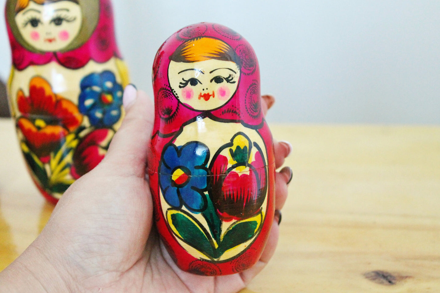 Vintage USSR Nesting dolls - 7.9 inches - USSR doll - Collectible doll - 1970s -Matryoshka