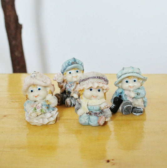 Vintage clay set of four Kids figurines - Germany small figurines - vintage decor - Germany vintage - 1980s