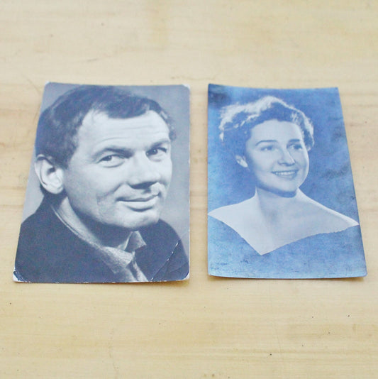 Set of 2 Vintage postcards with soviet actors - USSR - Soviet - collectible Cards - 3