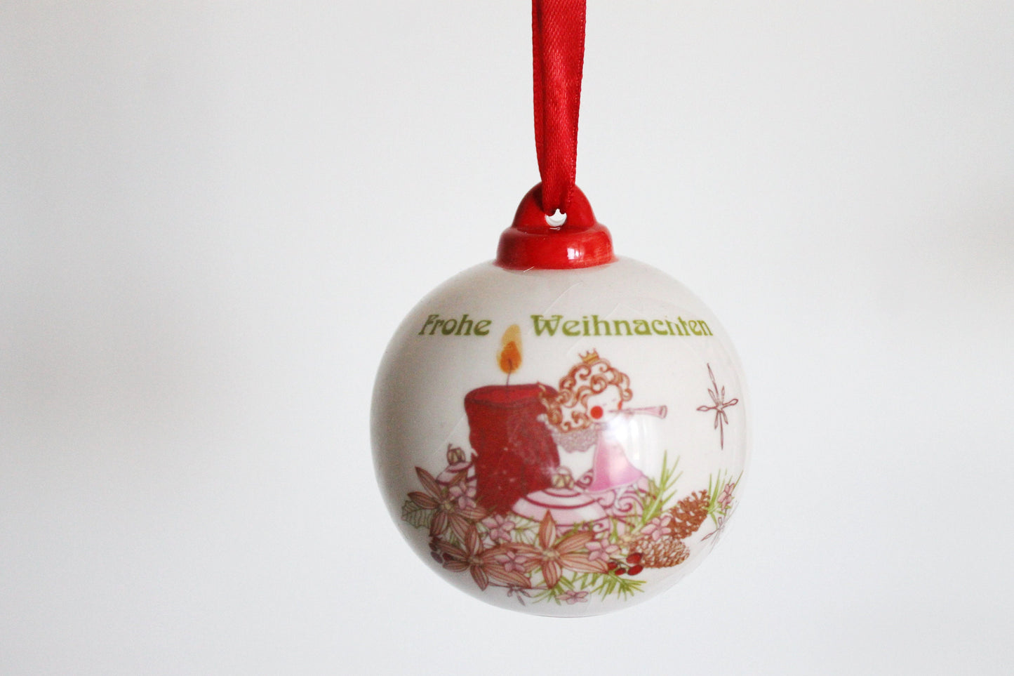 Christmas tree porcelain ball - 3.1 inch - Christmas ornament - New Year Ornament, Made in Germany - 1980s