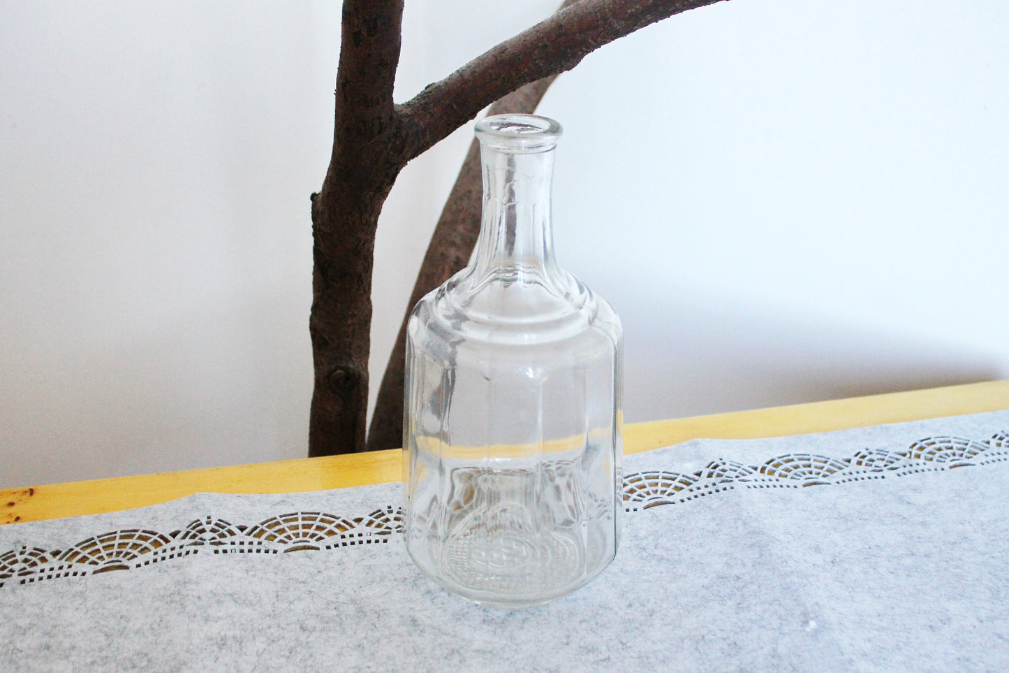 Vintage big glass clear bottle - USSR Carafe - Soviet Glass Wine Bottle - Soviet Whiskey Carafe - 1970s