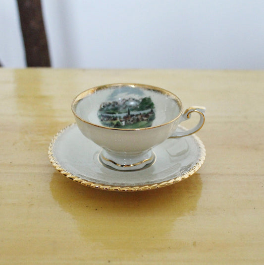 Set of cup and saucer HB Wien Handgearbeitet Porcelain - vintage Austria ceramic rare coffee pair