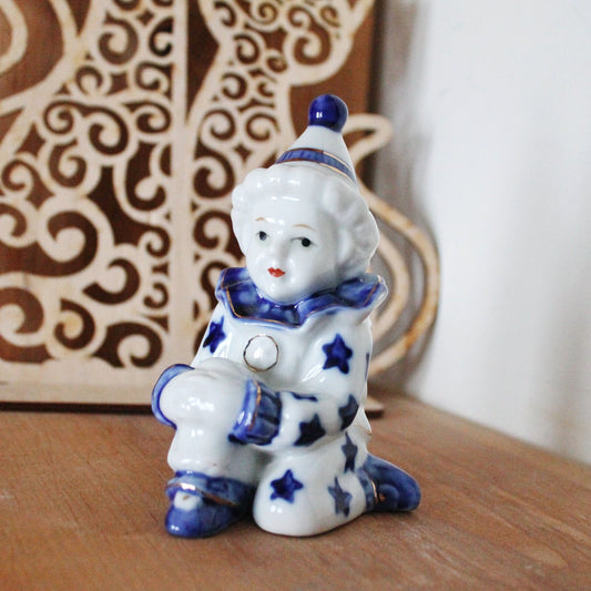 Vintage Porcelain Clown 5.2 inches - Germany porcelain figurine - vintage decor - Germany vintage - later 1980s