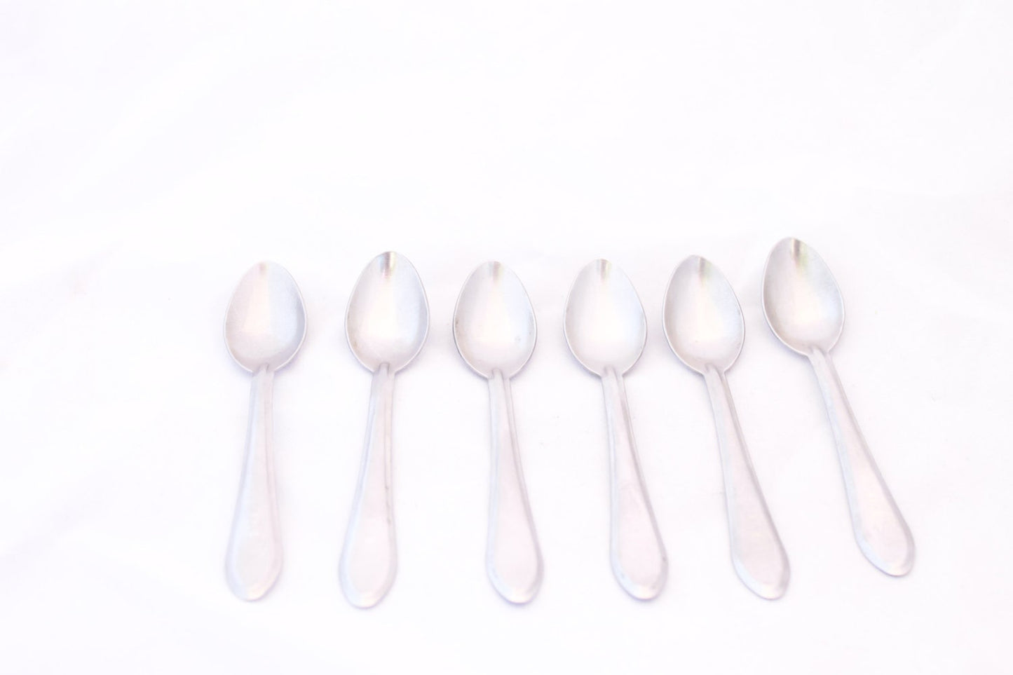 Set of  6 Soviet Vintage Coffee Spoons, Flatware 1980s, Made in USSR. Stainless steel