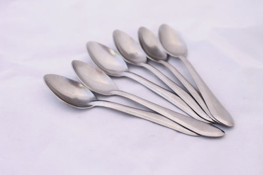 Set of  6 Soviet Vintage Coffee Spoons, Flatware 1980s, Made in USSR. Stainless steel