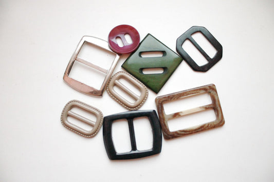 Set of 8 USSR soviet sewing supplies - BUCKLES - 1980s - plastic, metall