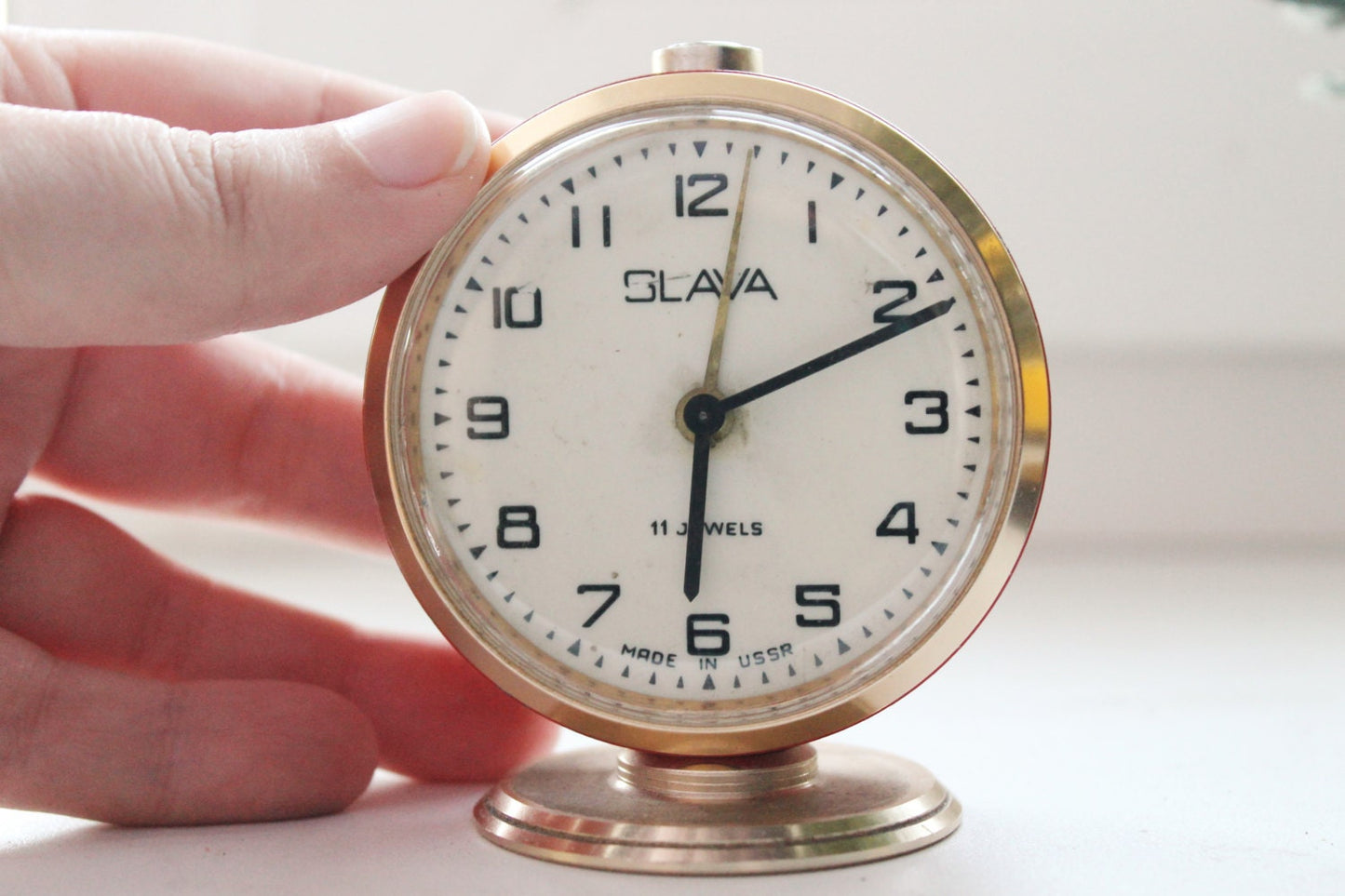 SLAVA - Shabby chick vintage Mechanical alarm clock from USSR era - 1960s-1970s - Soviet alarm clock