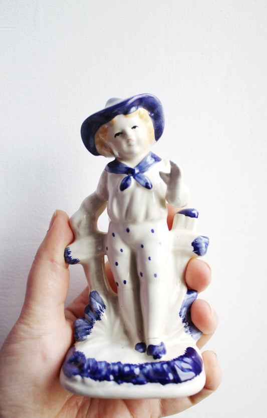 Vintage Porcelain boy in blue hat - soviet porcelain figurine - USSR decor - USSR vintage - later 1980s